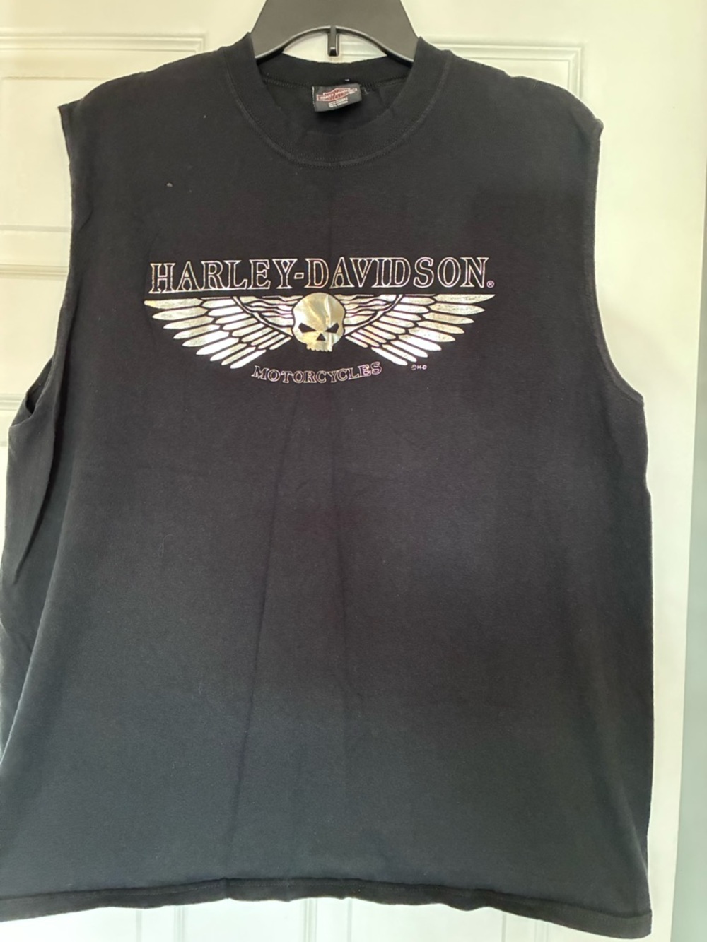 Harley-Davidson Black Sleeveless Tee with Winged Skull Graphic